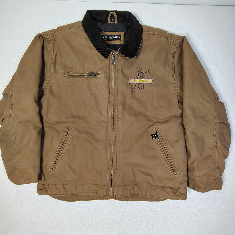 Dri-Duck Outlaw Jacket Mens XL Brown Canvas Corduroy Collar Work‎ Logo